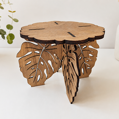 Support plante - motif monstera