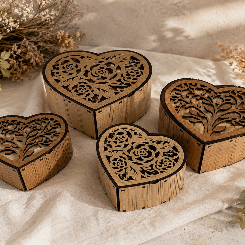 Boîte cœur en bois