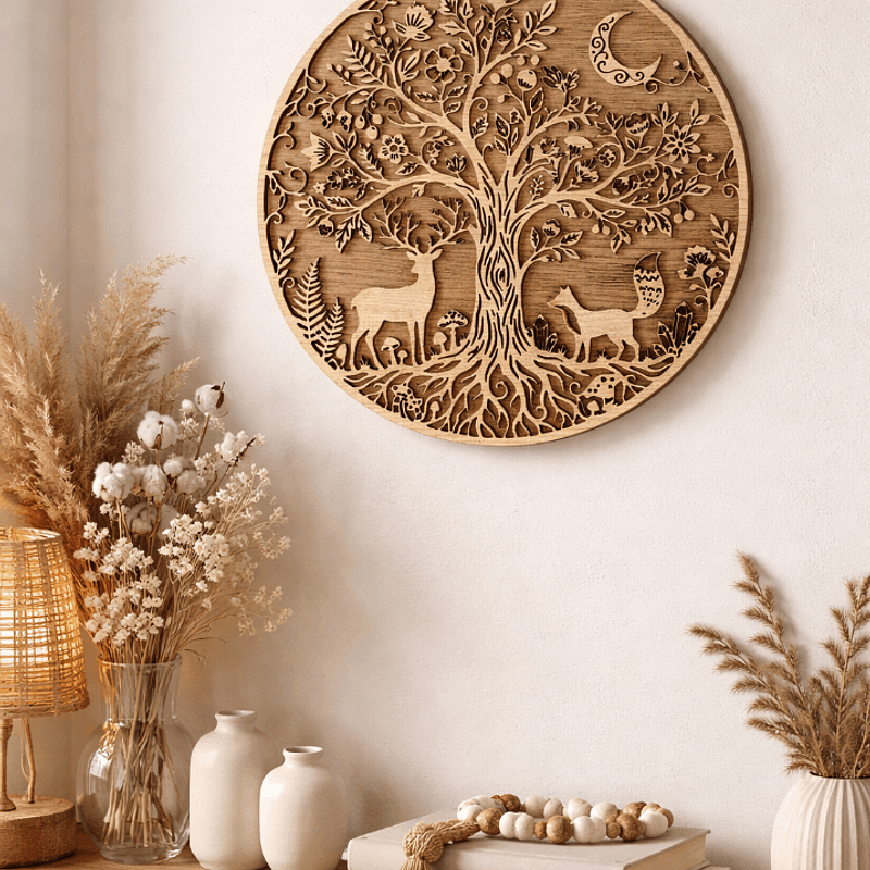 Arbre féerique en bois – décoration murale ou à poser – 30 cm